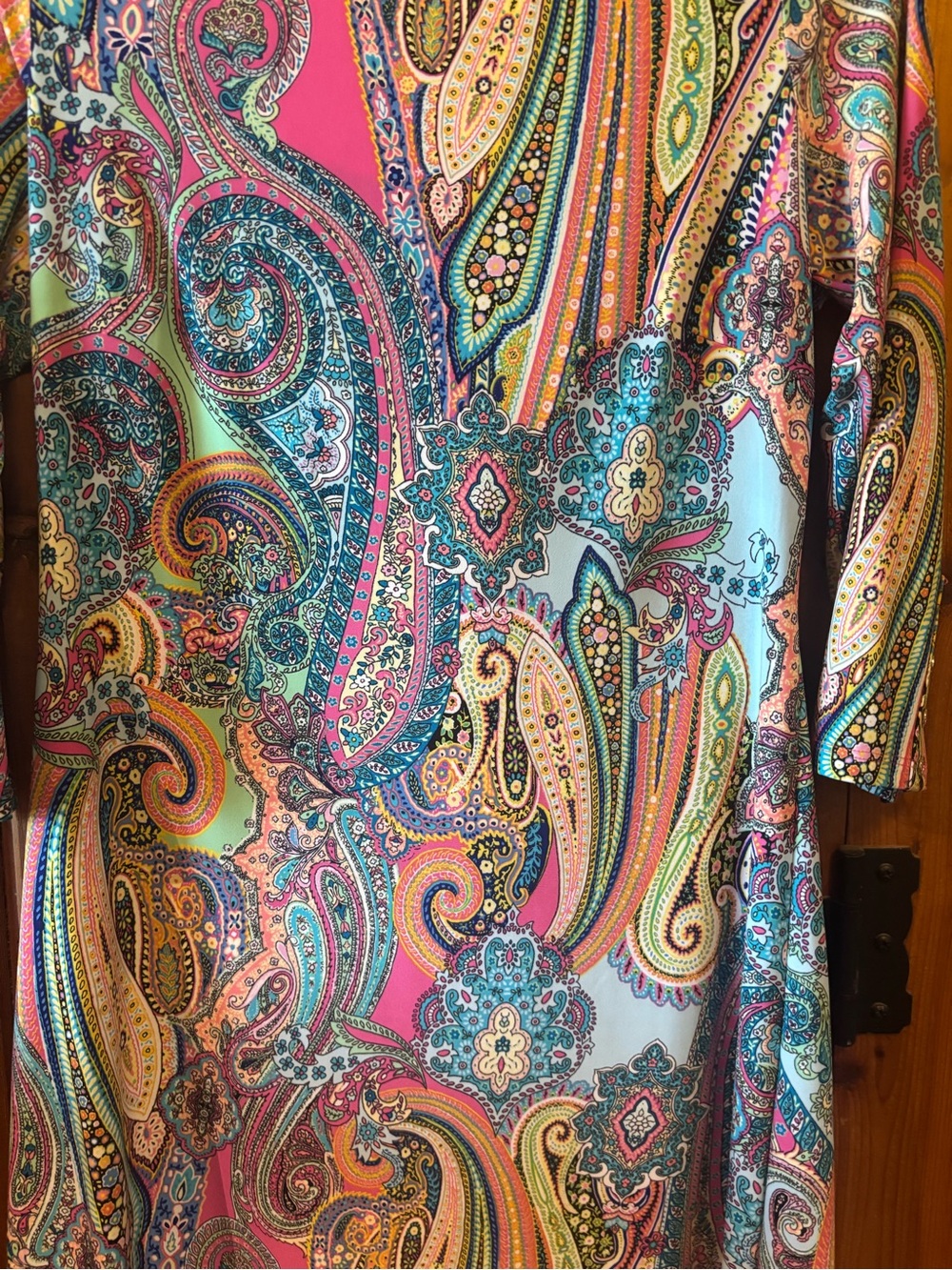 Tommy Hilfiger Paisley 3/4 sleeve Dress in Pink and Teal - Picture 2 of 5